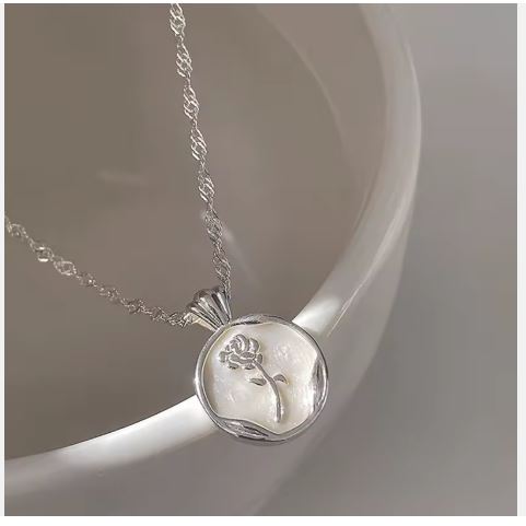 Collier rose en argent sterling - Argent
