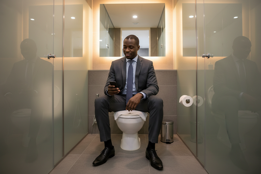 Professionnel utilisant un couvre-siège jetable au bureau